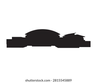 Indoor skatepark halfpipe ramp line art vector illustration.