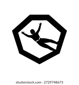 indoor skydiving silhouette vector art illustration