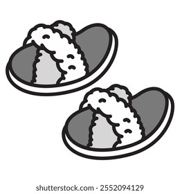 Indoor slippers for women vector cartoon illustration isolated on a white background.