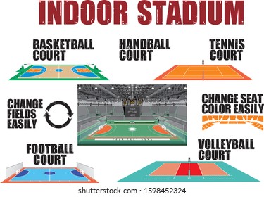 Indoor Stadium with Five Sport Fields