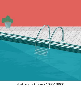 Indoor swimming pool - flat style, minimalism. vector art illustration.