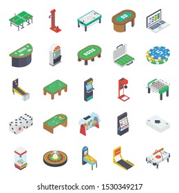 Indoor Table Games Isometric Icons Vectors 