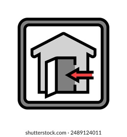 indoor use only product label caution color icon vector. indoor use only product label caution sign. isolated symbol illustration