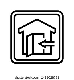 indoor use only product label caution line icon vector. indoor use only product label caution sign. isolated contour symbol black illustration