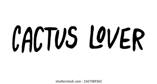 Indoor vector flower cactus painted in one line style black on white background
