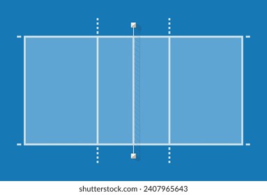 Indoor volleyball court with its markings seen from above