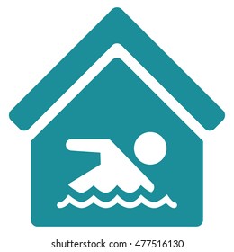 Indoor Water Pool icon. Vector style is flat iconic symbol, soft blue color, white background.