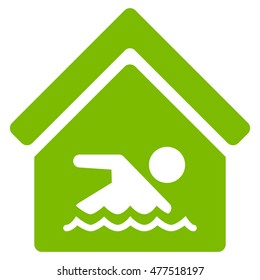 Indoor Water Pool icon. Vector style is flat iconic symbol, eco green color, white background.