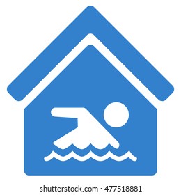 Indoor Water Pool icon. Vector style is flat iconic symbol, cobalt color, white background.