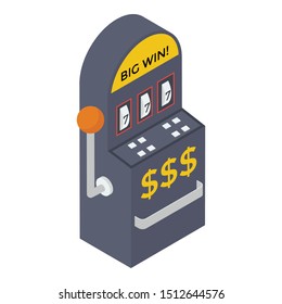 
Indoor winning dollar electronic arcade joystick machine icon in isometric design 
