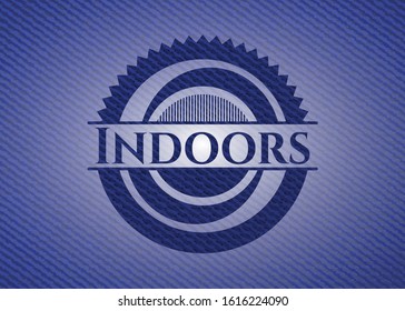 Indoors emblem with denim texture. Vector Illustration. Detailed.
