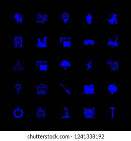indoors icon set about pharmacy pin, hotel, cleaning and warehouse vector set