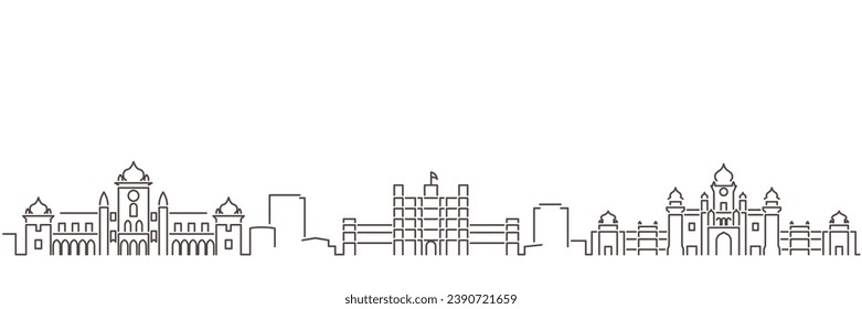 Indore Dark Line Simple Minimalist Skyline With White Background