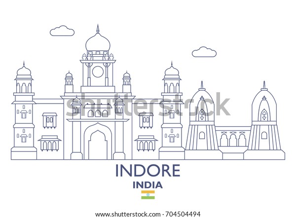 Indore Linear City Skyline India Stock Vector (Royalty Free) 704504494