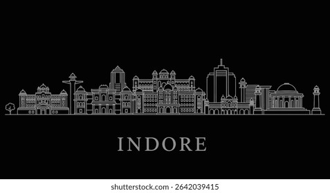 Indore Skyline Silhouette India Cityscape.