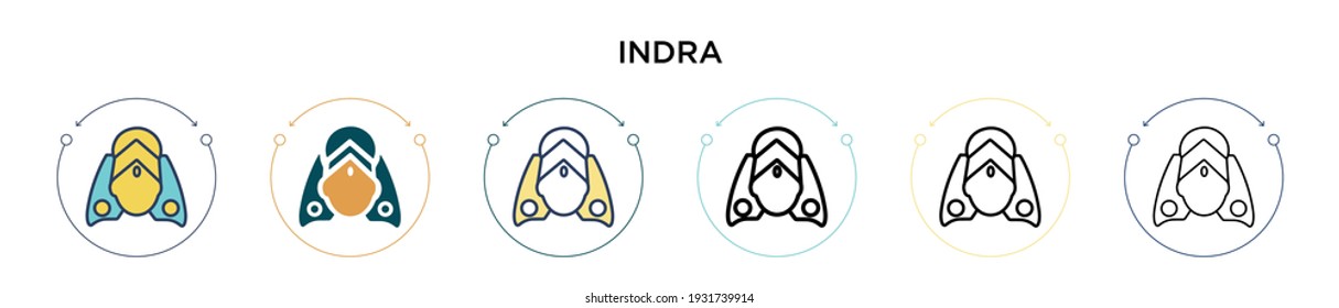 Indra icon in filled, thin line, outline and stroke style. Vector illustration of two colored and black indra vector icons designs can be used for mobile, ui, web
