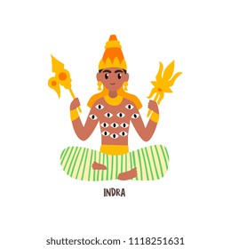 Indra Indian God vector Illustration on a white background