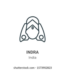 Indra outline vector icon. Thin line black indra icon, flat vector simple element illustration from editable india concept isolated on white background