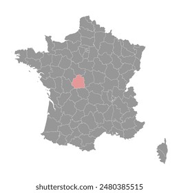 Indre department map, administrative division of France. Vector illustration.