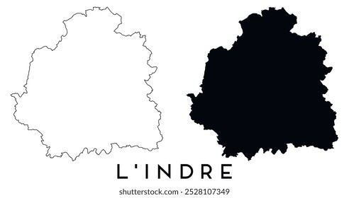 Indre map outline and black silhouette vector