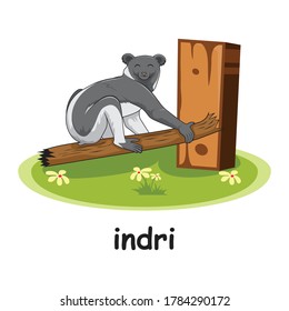 Indri Cartoon 3D Wood Alphabet Animals Letter I