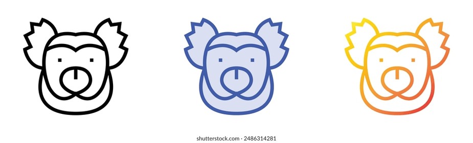 indri lemur icon. Linear, Blue Fill and Gradient Style Design Isolated On White Background