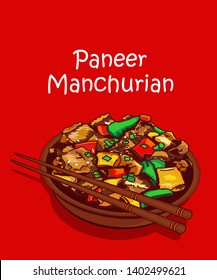 Indu Chinese Food Panner Manchurian Vector Illustration