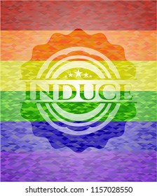 Induce emblem on mosaic background with the colors of the LGBT flag