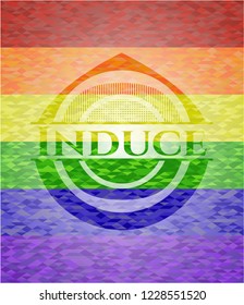 Induce emblem on mosaic background with the colors of the LGBT flag