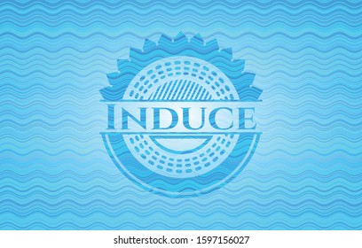Induce sky blue water wave badge. Vector Illustration. Detailed.