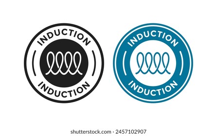 Induction badge of cooker stove top or kitchen hob badge vector spiral symbols. Suitable for induction compatible kitchenware of saucepan or frying pan