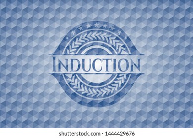 Induction blue hexagon badge. Vector Illustration. Detailed.