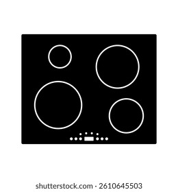 Induction cooker icon. Black silhouette. Top view. Vector simple flat graphic illustration. Isolated object on white background. Isolate.