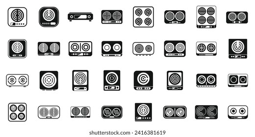 Los iconos de la cocina de inducción establecen un vector simple. Casa de cocina. Horno de oveja