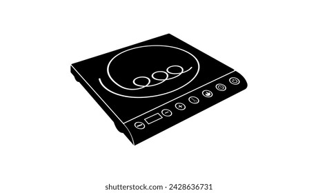 Induction Cooktop emblem, black isolated silhouette