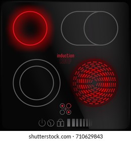 Induction cooktop. Vector illustration