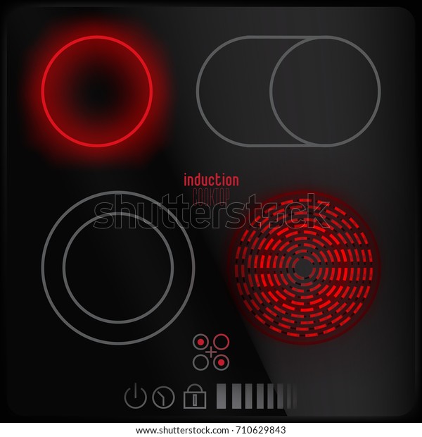 Induction Cooktop Vector Illustration Technology Food And Drink