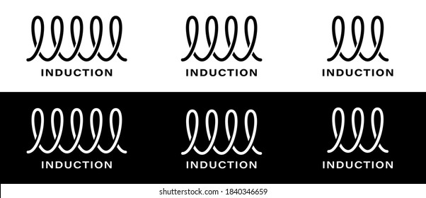 Induction hob symbol. Icon for utensils, pots and frying pan surfaces. Kitchen appliances heating type logo. Vector illustration