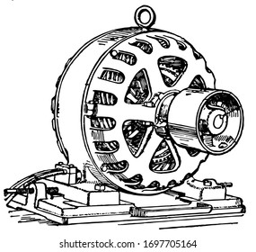 Induction Motor, vintage engraved illustration.