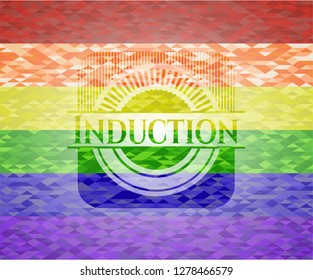 Induction on mosaic background with the colors of the LGBT flag
