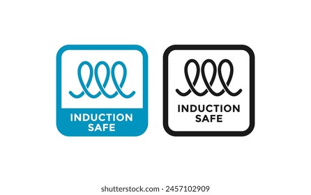 Induction safe badge of cooker stove top or kitchen hob badge vector spiral symbols. Suitable for induction compatible kitchenware of saucepan or frying pan