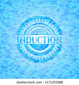 Induction sky blue emblem. Mosaic background