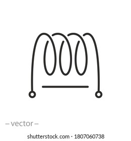 Induction spiral icon, wire electrical coil, metal spring logo, thin line web symbol on white background - editable stroke vector illustration eps 10