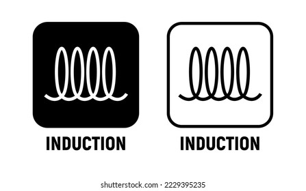 Induction spiral vector icon symbol. Slinky copper metal winding cooking induction electric line icon