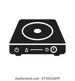 Icono de Vector negro sólido de la estufa de inducción aislado fondo blanco aparato de cocina cocina cocina eléctrica símbolo de calor ilustración de Diseño gráfico