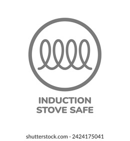Induction stove safe vector sign label. Icon for pots and pans.