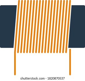 Inductor Coil Icon. Flat Color Design. Vector Illustration.