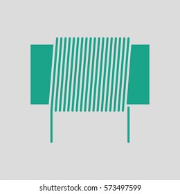 Inductor coil icon. Gray background with green. Vector illustration.