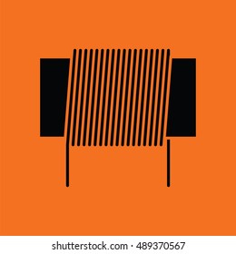 Inductor coil icon. Orange background with black. Vector illustration.