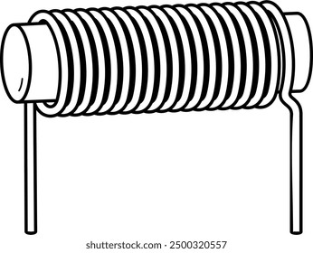 Inductor Coil. Vector outline illustration.